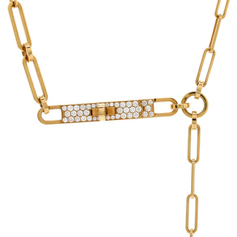 Hermes Kelly Chaine Lariat Necklace 18K Yellow Gold and Pave Diamonds Small