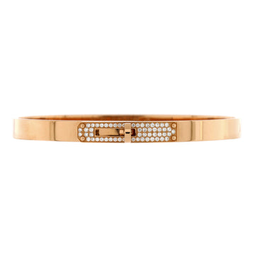 Hermes Kelly Bracelet 18K Rose Gold and Pave Diamonds Small