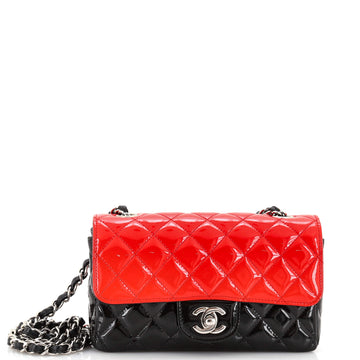 Chanel Bicolor Classic Single Flap Bag Quilted Patent Mini