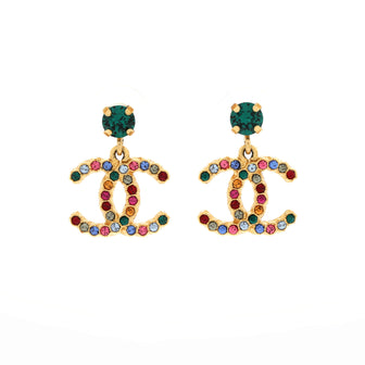 Chanel Over The Rainbow CC Drop Earrings Metal with Crystals