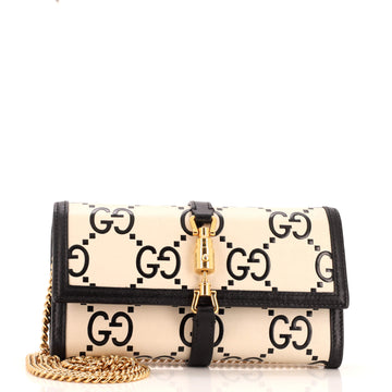 Gucci Jackie 1961 Continental Chain Wallet GG Embossed Leather