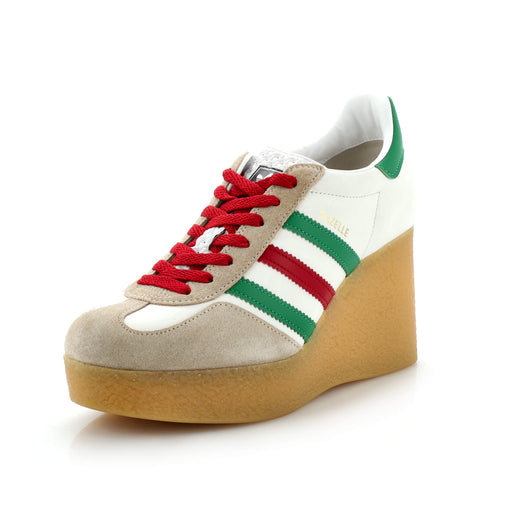 adidas gazelle silver green womens Gucci x Adidas Women's Gazelle Wedge Sneakers Leather with Rubber 268636