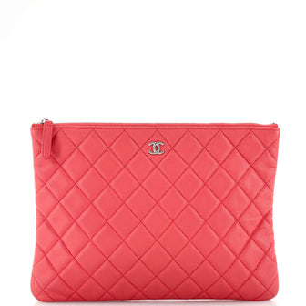 Chanel O Case Clutch Quilted Caviar Medium