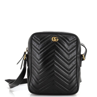 Gucci GG Marmont Zip Messenger Bag Matelasse Leather Small
