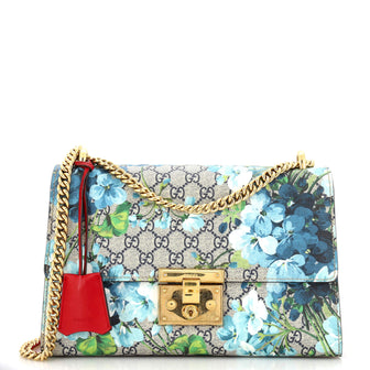 Gucci Padlock Shoulder Bag Blooms Print GG Coated Canvas Medium