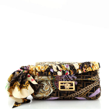 Fendi x Versace Fendace Baguette NM Bag Sequin and Bead Embellished Silk Medium