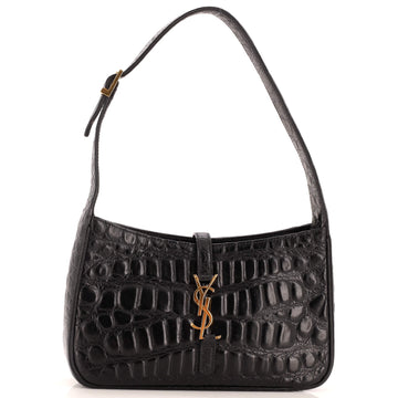 Saint Laurent Le 5 a 7 Hobo Crocodile Embossed Leather Small