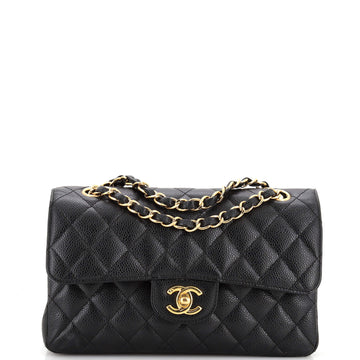 Chanel Vintage Classic Double Flap Bag Quilted Caviar Small