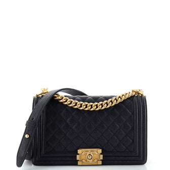 Chanel Boy Flap Bag Quilted Caviar Old Medium
