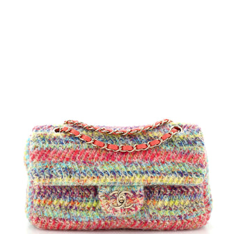 Chanel CC Chain Flap Bag Multicolor Knit Fabric Medium