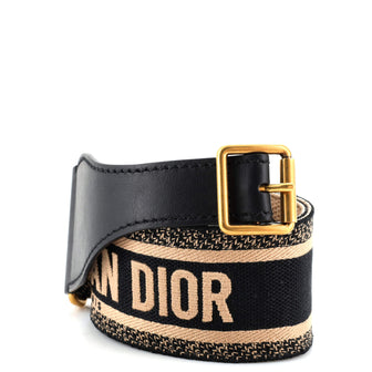 Christian Dior Logo Belt Embroidered Canvas Extra Wide