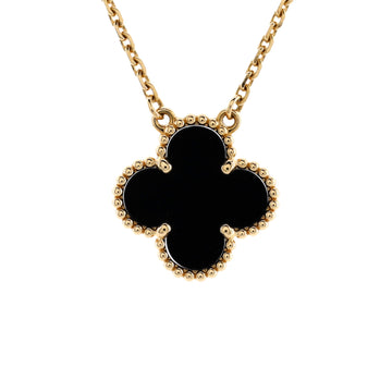 Van Cleef & Arpels Vintage Alhambra Pendant Necklace 18K Yellow Gold and Onyx