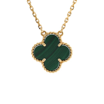 Van Cleef & Arpels Vintage Alhambra Pendant Necklace 18K Yellow Gold and Malachite