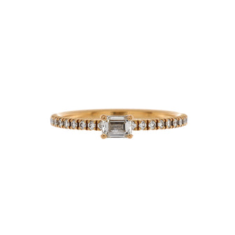 Cartier Etincelle de Cartier Solitaire Ring 18K Rose Gold with Emerald Cut Diamond and Pave Diamonds