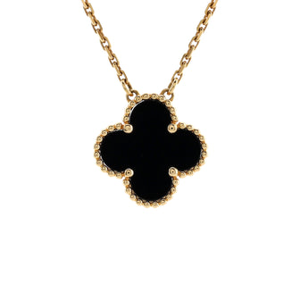 Van Cleef & Arpels Vintage Alhambra Pendant Necklace 18K Yellow Gold and Onyx