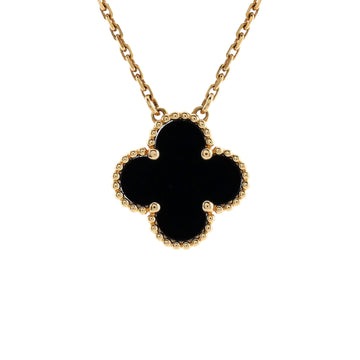 Van Cleef & Arpels Vintage Alhambra Pendant Necklace 18K Yellow Gold and Onyx