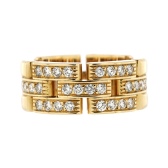 Cartier Maillon Panthere 3 Row Band Ring 18K Yellow Gold with Half Diamonds