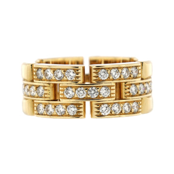 Cartier Maillon Panthere 3 Row Band Ring 18K Yellow Gold with Half Diamonds