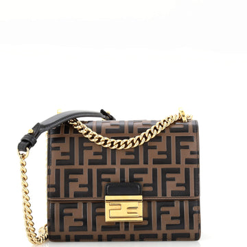 Fendi Kan U Shoulder Bag Zucca Embossed Leather Small