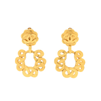 Chanel Vintage Spiral CC Cut-Out Drop Clip-On Earrings Metal