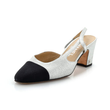 Chanel Women’s Cap Toe Slingback Pumps Leather