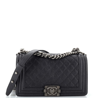 Chanel Boy Flap Bag Quilted Caviar Old Medium
