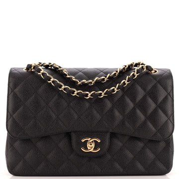 Chanel Classic Double Flap Bag Quilted Caviar Jumbo