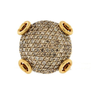 Gucci Horsebit Cocktail Ring 18K Yellow Gold with Brown Diamonds