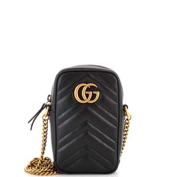 Gucci GG Marmont Vertical Phone Crossbody Bag Matelasse Leather Mini