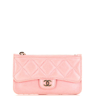 Chanel Flap Zip Card Holder Quilted Caviar