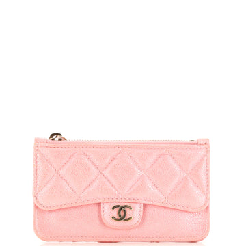 Chanel Flap Zip Card Holder Quilted Caviar