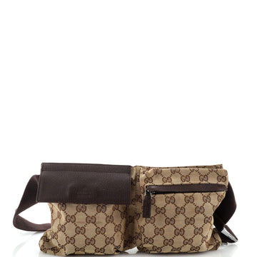 Gucci Vintage Double Belt Bag GG Canvas