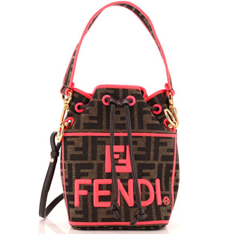 Fendi Roma Amor Mon Tresor Bucket Bag Embroidered Zucca Canvas Mini