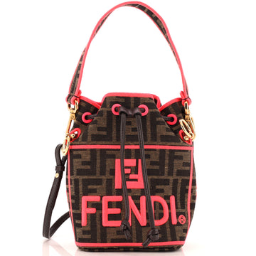Fendi Roma Amor Mon Tresor Bucket Bag Embroidered Zucca Canvas Mini