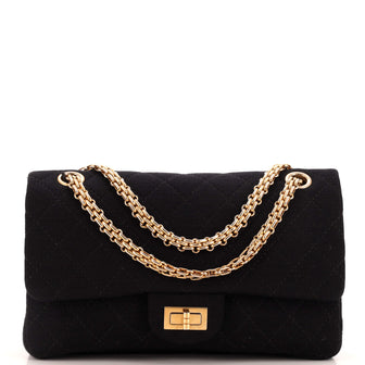 Chanel Vintage Reissue Chain Double Flap Bag Quilted Jersey Small