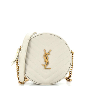 Saint Laurent Vinyle Round Camera Bag Matelasse Chevron Leather