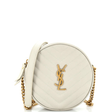 Saint Laurent Vinyle Round Camera Bag Matelasse Chevron Leather