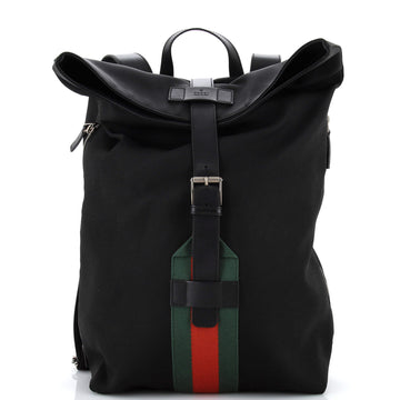 Gucci Web Fold Over Backpack Techno Canvas Medium