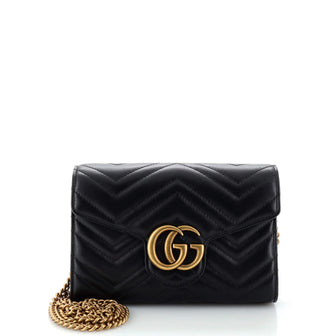 Gucci GG Marmont Chain Wallet Matelasse Leather Mini