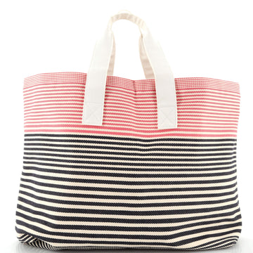 Hermes Beach Tote Striped Toile Maxi