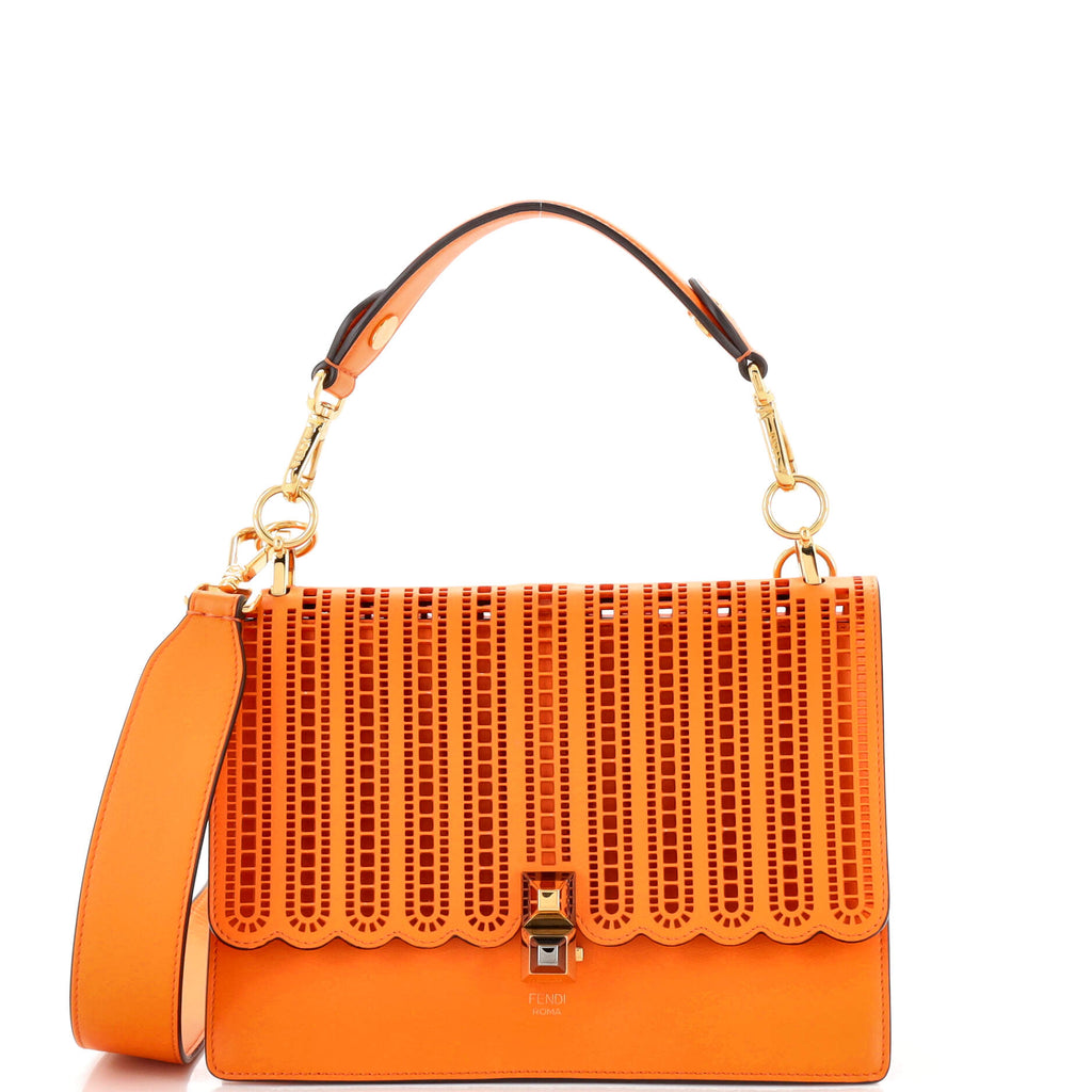 バッグ Kan Fendi Kan I Bag Laser Cut Leather Medium Orange 26901447