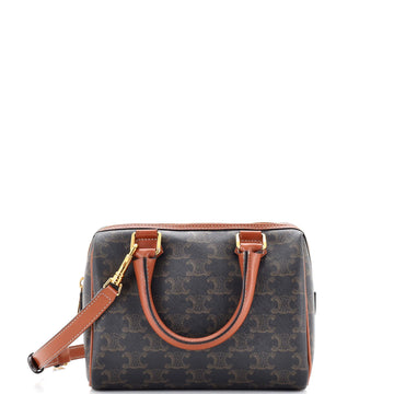Celine Boston Bag Triomphe Coated Canvas Small