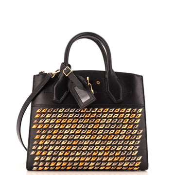 Louis Vuitton City Steamer Handbag Studded Leather PM