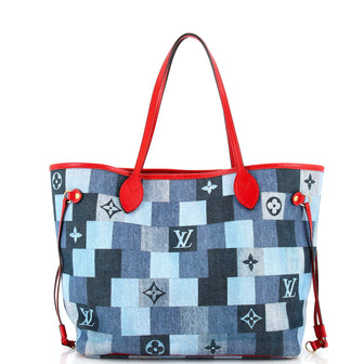 Louis Vuitton Neverfull Tote Damier and Monogram Patchwork Denim MM