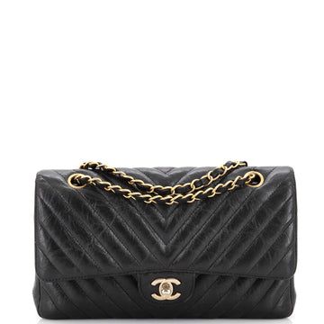 Chanel Classic Double Flap Bag Chevron Iridescent Crumpled Calfskin Medium