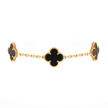 Van Cleef & Arpels Vintage Alhambra 5 Motifs Bracelet 18K Yellow Gold and Onyx
