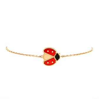 Van Cleef & Arpels Lucky Spring Open Wings Ladybug Bracelet 18k Rose Gold with Carnelian and Onyx