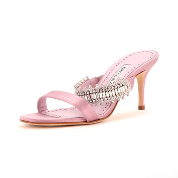 Manolo Blahnik Women's Sako Heeled Sandals Satin 70