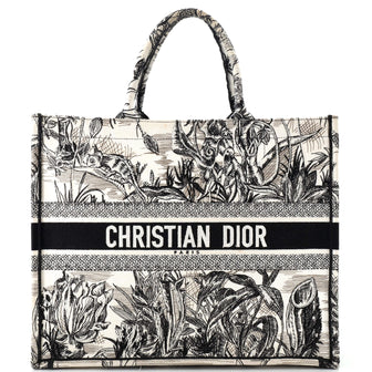 Christian Dior Book Tote Embroidered Canvas Large