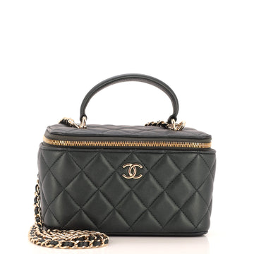 Chanel Classic Top Handle Vanity Case with Chain Quilted Lambskin Small